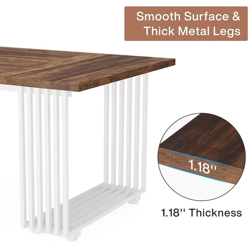 Bureau d'angle moderne noir / blanc / marron