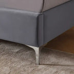 Cadre de lit en velours avec plateforme, bleu / noir / gris / beige, très grand lit, 2 personnes