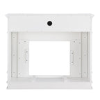 Cheminée électrique blanche avec manteau en faux marbre, foyer 2 styles, convient pour 1 à 2 pièces