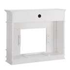 Cheminée électrique blanche avec manteau en faux marbre, foyer 2 styles, convient pour 1 à 2 pièces
