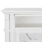 Cheminée électrique blanche avec manteau en faux marbre, foyer 2 styles, convient pour 1 à 2 pièces