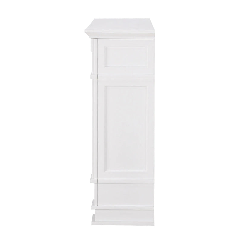 Cheminée électrique blanche avec manteau en faux marbre, foyer 2 styles, convient pour 1 à 2 pièces
