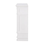 Cheminée électrique blanche avec manteau en faux marbre, foyer 2 styles, convient pour 1 à 2 pièces