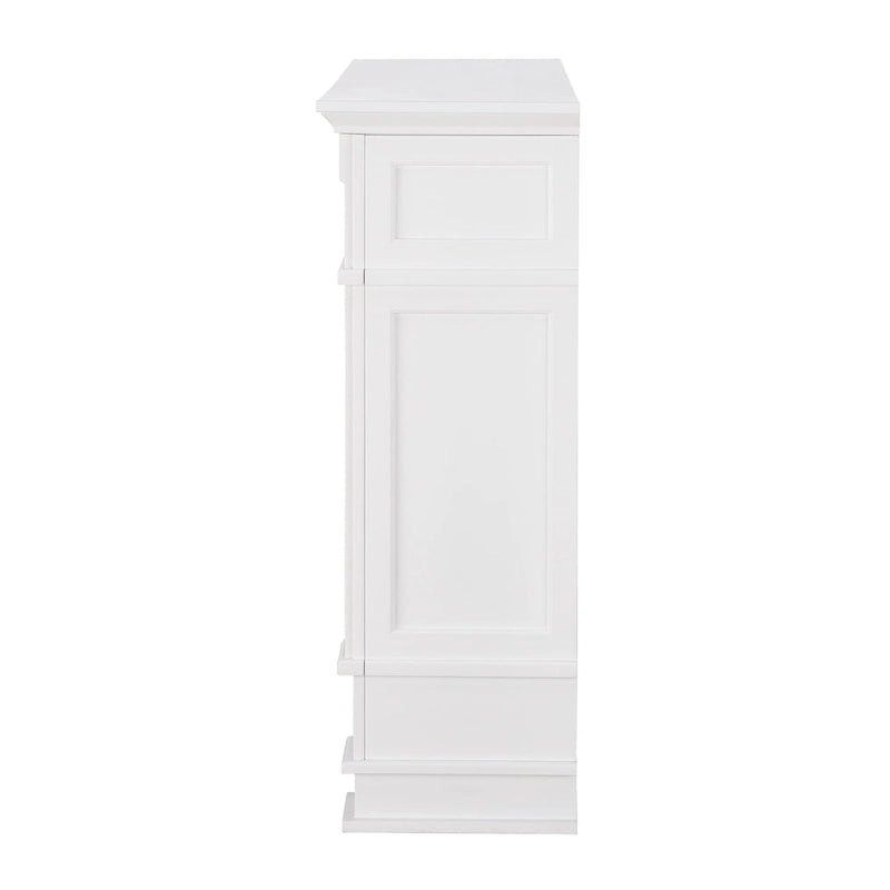 Cheminée électrique blanche avec manteau en faux marbre, foyer 2 styles, convient pour 1 à 2 pièces