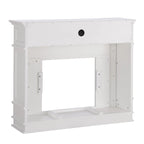 Cheminée électrique blanche avec manteau en faux marbre, foyer 2 styles, convient pour 1 à 2 pièces