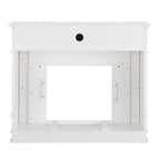 Cheminée électrique blanche avec manteau en faux marbre, foyer 2 styles, convient pour 1 à 2 pièces