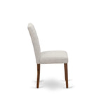 Ensemble de salle à manger rectangulaire en noyer antique avec chaises Parsons en lin couleur daim (4 / 6 / 8 places)