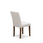 Ensemble de salle à manger rectangulaire en noyer antique avec chaises Parsons en lin couleur daim (4 / 6 / 8 places)