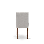 Ensemble de salle à manger rectangulaire en noyer antique avec chaises Parsons en lin couleur daim (4 / 6 / 8 places)