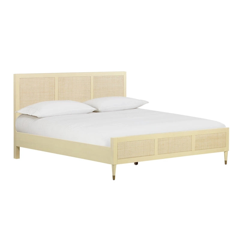 Lit plateforme Buttermilk / Cannes et laiton noir et marron – Grand lit / Très grand lit, 2 places