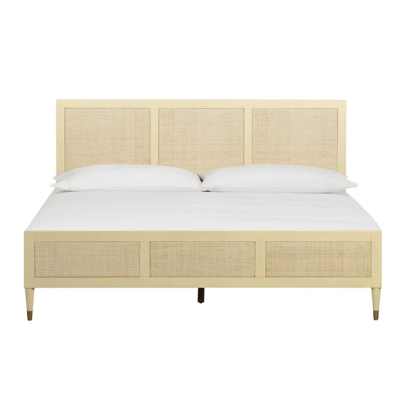 Lit plateforme Buttermilk / Cannes et laiton noir et marron – Grand lit / Très grand lit, 2 places