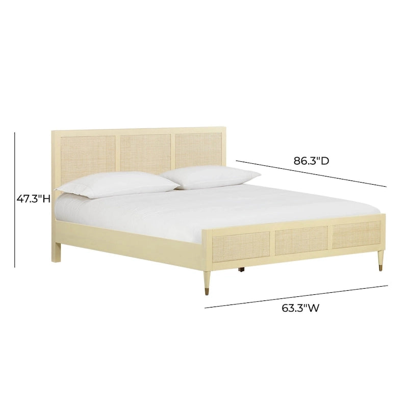 Lit plateforme Buttermilk / Cannes et laiton noir et marron – Grand lit / Très grand lit, 2 places