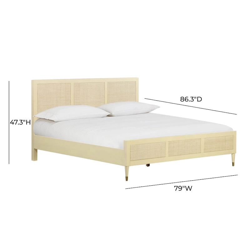 Lit plateforme Buttermilk / Cannes et laiton noir et marron – Grand lit / Très grand lit, 2 places