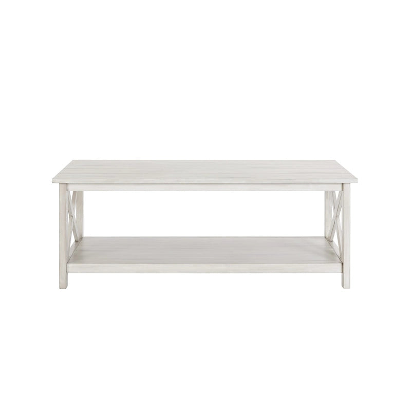 Table basse en bois de style ferme, blanc antique
