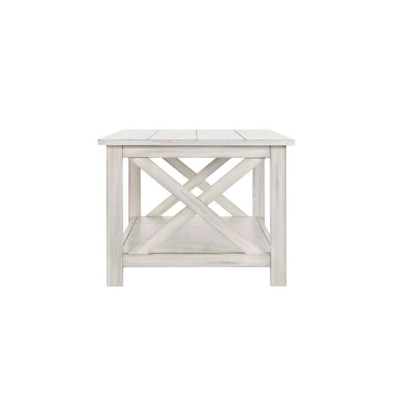 Table basse en bois de style ferme, blanc antique