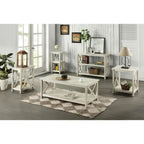 Table basse en bois de style ferme, blanc antique