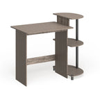 Bureau d'ordinateur compact en bois avec étagères – Expresso / Noir / Cerisier clair / Chêne français gris / Noyer foncé / Noyer Columbia / Americano