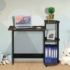 Bureau d'ordinateur compact en bois avec étagères – Expresso / Noir / Cerisier clair / Chêne français gris / Noyer foncé / Noyer Columbia / Americano