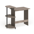 Bureau d'ordinateur compact en bois avec étagères – Expresso / Noir / Cerisier clair / Chêne français gris / Noyer foncé / Noyer Columbia / Americano