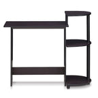 Bureau d'ordinateur compact en bois avec étagères – Expresso / Noir / Cerisier clair / Chêne français gris / Noyer foncé / Noyer Columbia / Americano