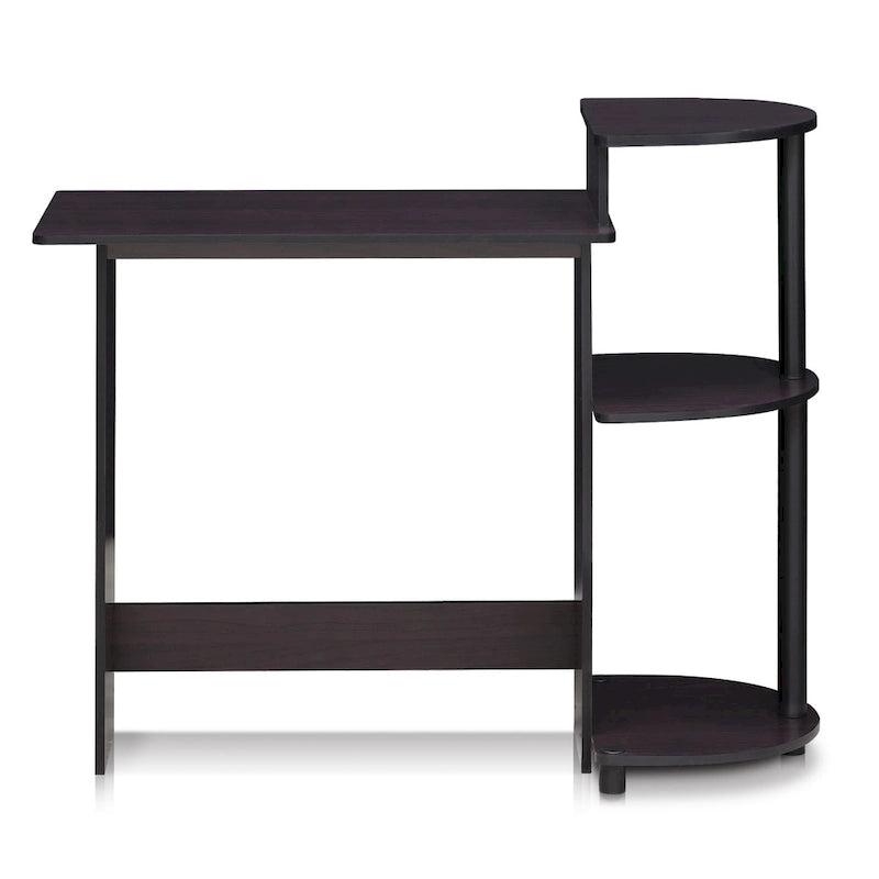 Bureau d'ordinateur compact en bois avec étagères – Expresso / Noir / Cerisier clair / Chêne français gris / Noyer foncé / Noyer Columbia / Americano