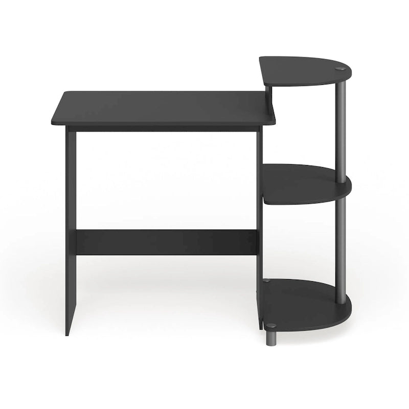 Bureau d'ordinateur compact en bois avec étagères – Expresso / Noir / Cerisier clair / Chêne français gris / Noyer foncé / Noyer Columbia / Americano