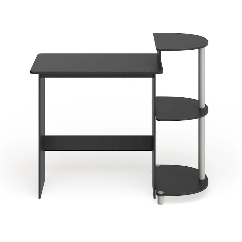 Bureau d'ordinateur compact en bois avec étagères – Expresso / Noir / Cerisier clair / Chêne français gris / Noyer foncé / Noyer Columbia / Americano