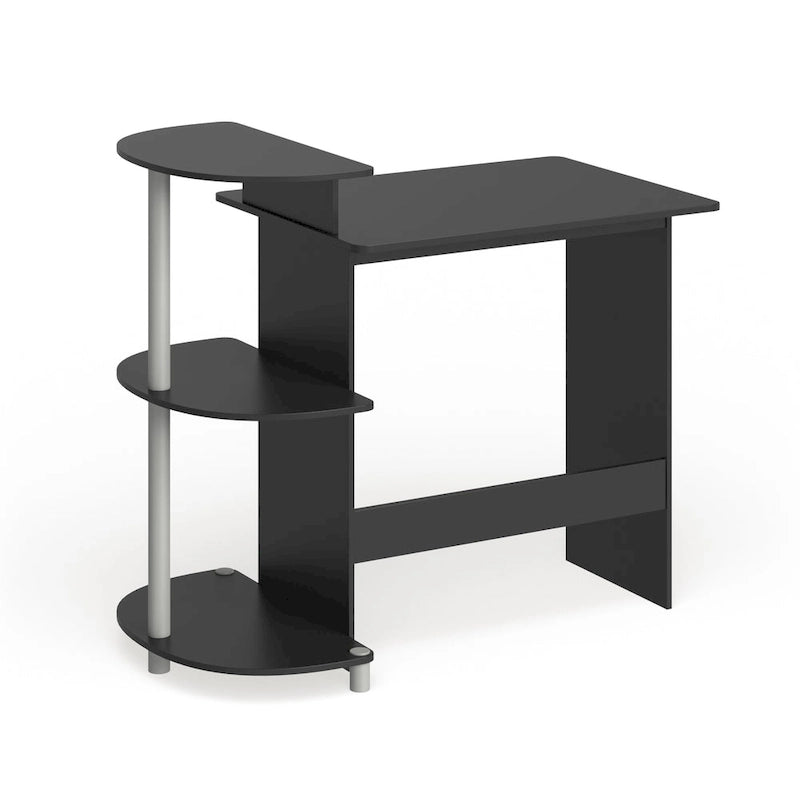 Bureau d'ordinateur compact en bois avec étagères – Expresso / Noir / Cerisier clair / Chêne français gris / Noyer foncé / Noyer Columbia / Americano