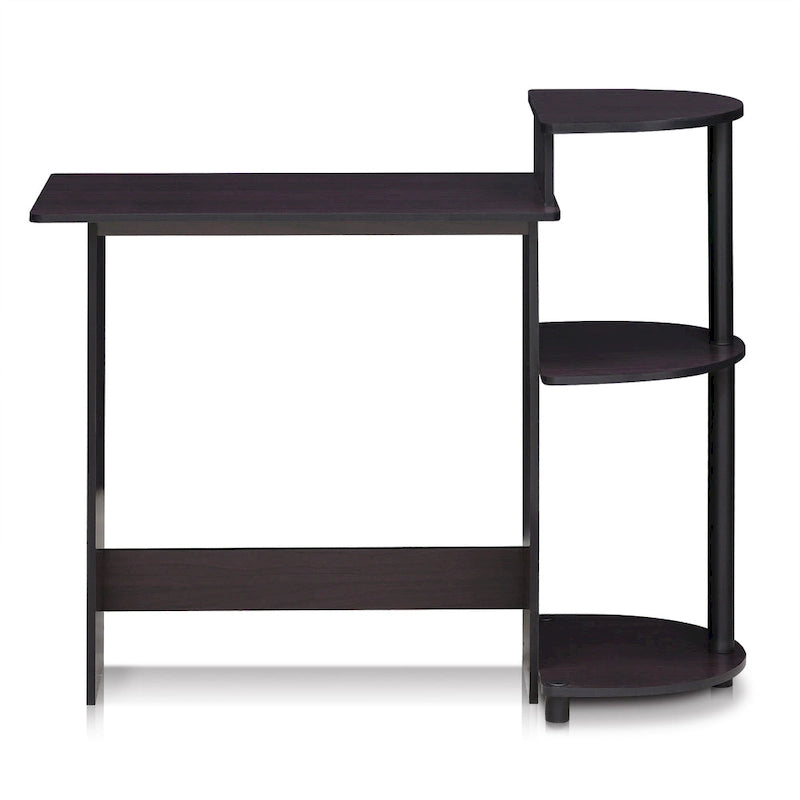 Bureau d'ordinateur compact en bois avec étagères – Expresso / Noir / Cerisier clair / Chêne français gris / Noyer foncé / Noyer Columbia / Americano