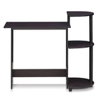 Bureau d'ordinateur compact en bois avec étagères – Expresso / Noir / Cerisier clair / Chêne français gris / Noyer foncé / Noyer Columbia / Americano