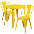 Ensemble bistrot 2 personnes en métal (1 table ronde et 2 chaises) – Noir / Bleu / Vert / Orange / Rouge / Argent / Blanc / Jaune – Intérieur/Extérieur