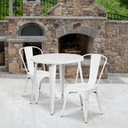 Ensemble bistrot 2 personnes en métal (1 table ronde et 2 chaises) – Noir / Bleu / Vert / Orange / Rouge / Argent / Blanc / Jaune – Intérieur/Extérieur