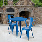 Ensemble bistrot 2 personnes en métal (1 table ronde et 2 chaises) – Noir / Bleu / Vert / Orange / Rouge / Argent / Blanc / Jaune – Intérieur/Extérieur