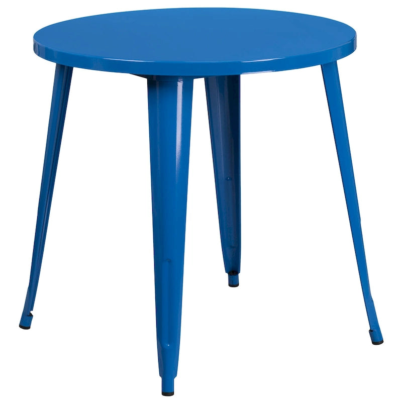 Ensemble bistrot 2 personnes en métal (1 table ronde et 2 chaises) – Noir / Bleu / Vert / Orange / Rouge / Argent / Blanc / Jaune – Intérieur/Extérieur