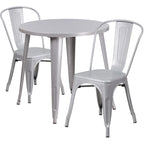 Ensemble bistrot 2 personnes en métal (1 table ronde et 2 chaises) – Noir / Bleu / Vert / Orange / Rouge / Argent / Blanc / Jaune – Intérieur/Extérieur