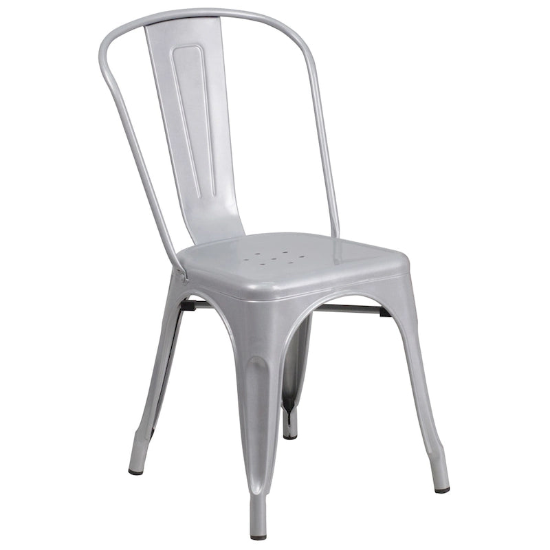 Ensemble bistrot 2 personnes en métal (1 table ronde et 2 chaises) – Noir / Bleu / Vert / Orange / Rouge / Argent / Blanc / Jaune – Intérieur/Extérieur