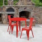 Ensemble bistrot 2 personnes en métal (1 table ronde et 2 chaises) – Noir / Bleu / Vert / Orange / Rouge / Argent / Blanc / Jaune – Intérieur/Extérieur