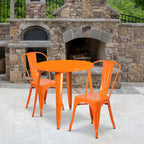 Ensemble bistrot 2 personnes en métal (1 table ronde et 2 chaises) – Noir / Bleu / Vert / Orange / Rouge / Argent / Blanc / Jaune – Intérieur/Extérieur
