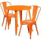 Ensemble bistrot 2 personnes en métal (1 table ronde et 2 chaises) – Noir / Bleu / Vert / Orange / Rouge / Argent / Blanc / Jaune – Intérieur/Extérieur
