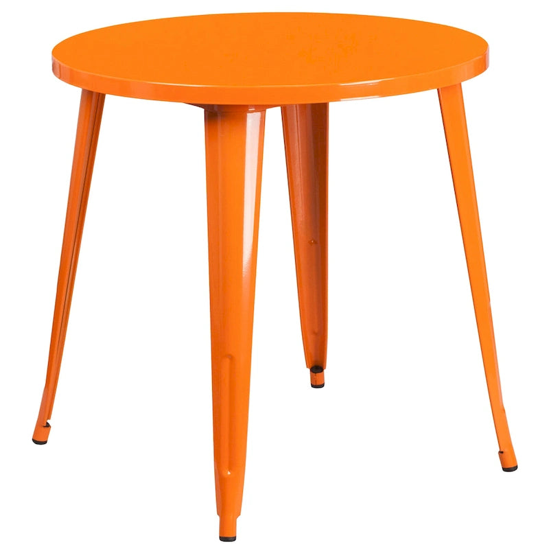Ensemble bistrot 2 personnes en métal (1 table ronde et 2 chaises) – Noir / Bleu / Vert / Orange / Rouge / Argent / Blanc / Jaune – Intérieur/Extérieur