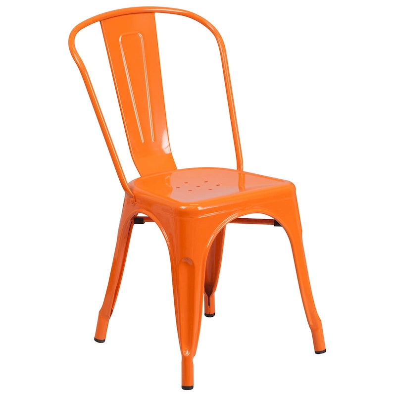 Ensemble bistrot 2 personnes en métal (1 table ronde et 2 chaises) – Noir / Bleu / Vert / Orange / Rouge / Argent / Blanc / Jaune – Intérieur/Extérieur