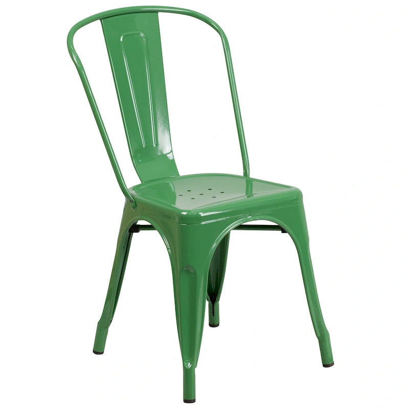 Ensemble bistrot 2 personnes en métal (1 table ronde et 2 chaises) – Noir / Bleu / Vert / Orange / Rouge / Argent / Blanc / Jaune – Intérieur/Extérieur