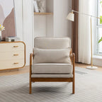 Fauteuil d'appoint avec coussin Boucle mi-siècle gris clair / blanc / orange / beige — Assise simple