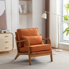 Fauteuil d'appoint avec coussin Boucle mi-siècle gris clair / blanc / orange / beige — Assise simple