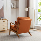 Fauteuil d'appoint avec coussin Boucle mi-siècle gris clair / blanc / orange / beige — Assise simple