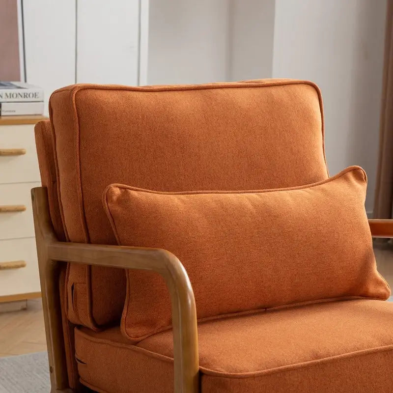Fauteuil d'appoint avec coussin Boucle mi-siècle gris clair / blanc / orange / beige — Assise simple