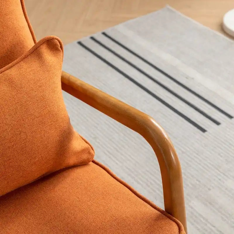 Fauteuil d'appoint avec coussin Boucle mi-siècle gris clair / blanc / orange / beige — Assise simple