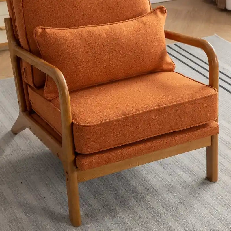 Fauteuil d'appoint avec coussin Boucle mi-siècle gris clair / blanc / orange / beige — Assise simple