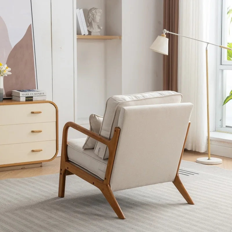 Fauteuil d'appoint avec coussin Boucle mi-siècle gris clair / blanc / orange / beige — Assise simple