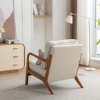 Fauteuil d'appoint avec coussin Boucle mi-siècle gris clair / blanc / orange / beige — Assise simple